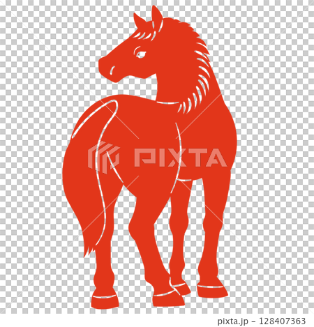 Silhouette of a horse turning around Vector illustration 128407363