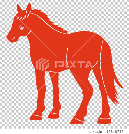 Horse silhouette seen from behind vector illustration 128407364