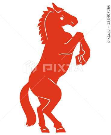 いななく馬のシルエットベクターイラスト 128407366