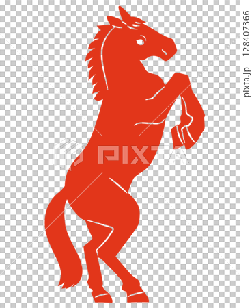 いななく馬のシルエットベクターイラスト 128407366