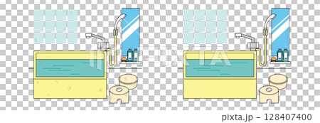 Comparison illustration of a dirty bathroom and a clean bathroom (color) | Before and after, cleaning, cleaning 128407400