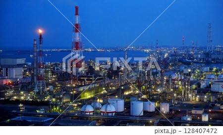 四日市コンビナート　工場夜景 128407472