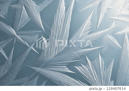 Icy texture with frost patterns and reflections Icy texture with frost patterns and reflections 128407614