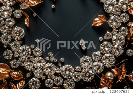 Diamonds on the edges of the picture. Top view 128407623