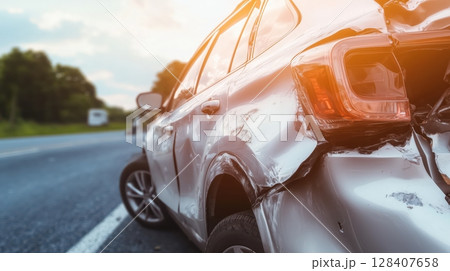 Car accident. Damaged car 128407658