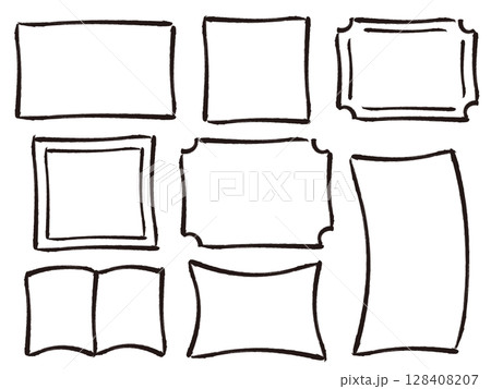 シンプルな手描きフレームのバリエーションセット シンプルな手描きフレームのバリエーションセット 128408207