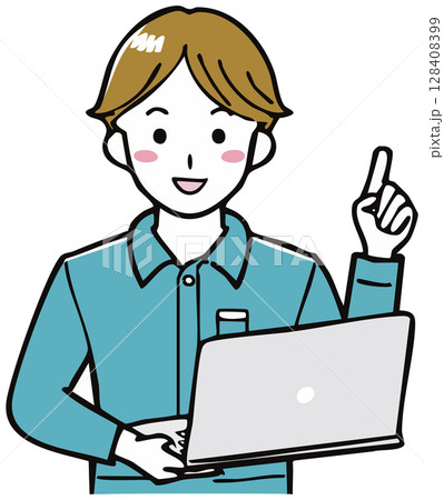 ノートパソコンを持つ男性 128408399