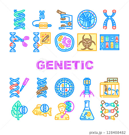 genetic engineering crispr gene icons set vector 128408482