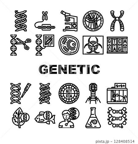 genetic engineering crispr gene icons set vector 128408514