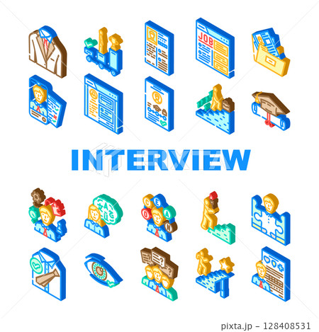 job interview hr preparation icons set vector job interview hr preparation icons set vector 128408531