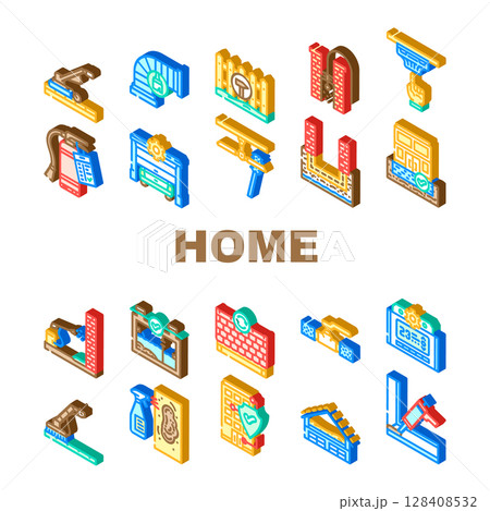 home maintenance cleaning icons set vector 128408532