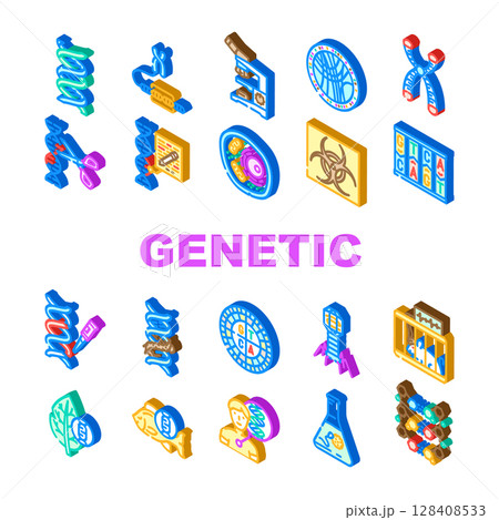 genetic engineering crispr gene icons set vector 128408533