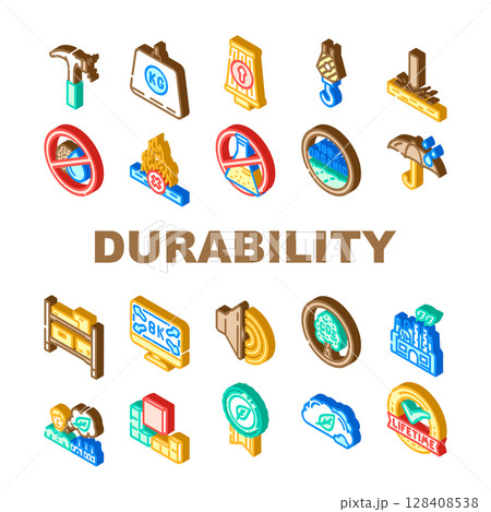strength durability product icons set vector 128408538