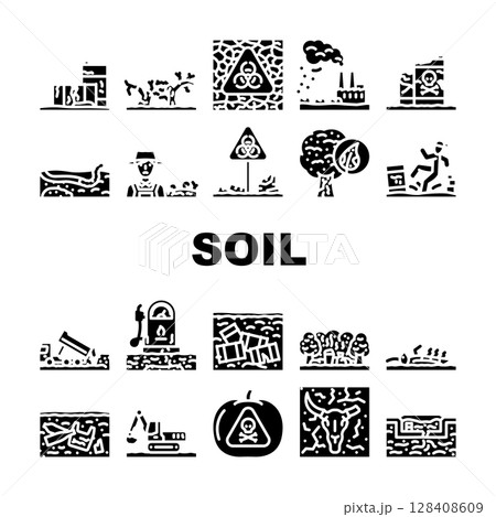 soil pollution contamination icons set vector soil pollution contamination icons set vector 128408609