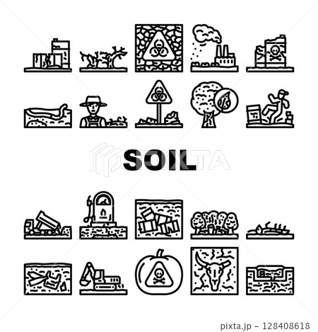 soil pollution contamination icons set vector 128408618