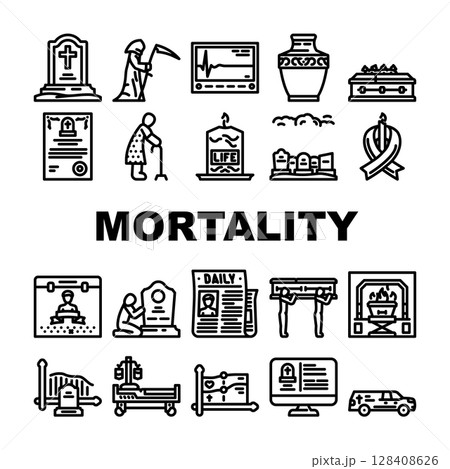 mortality death life aging icons set vector 128408626