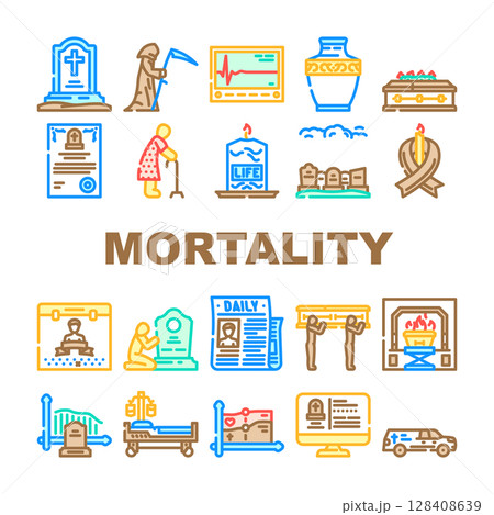 mortality death life aging icons set vector 128408639
