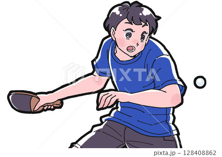 卓球をする男の子のイラスト 卓球をする男の子のイラスト 128408862