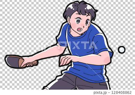 卓球をする男の子のイラスト 卓球をする男の子のイラスト 128408862