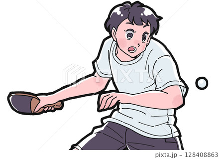 卓球をする男の子のイラスト 128408863