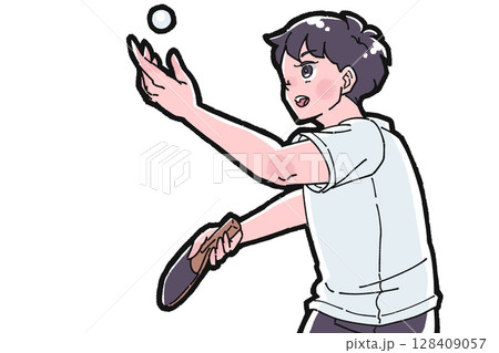 卓球をする男の子のイラスト 卓球をする男の子のイラスト 128409057