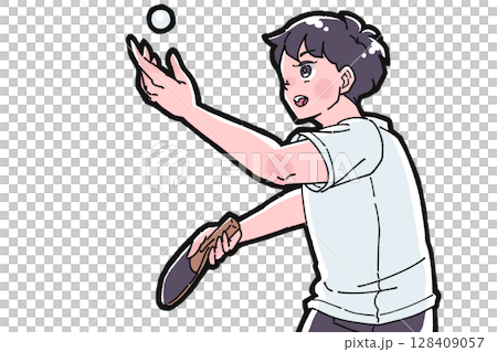 Illustration of a boy playing table tennis 128409057
