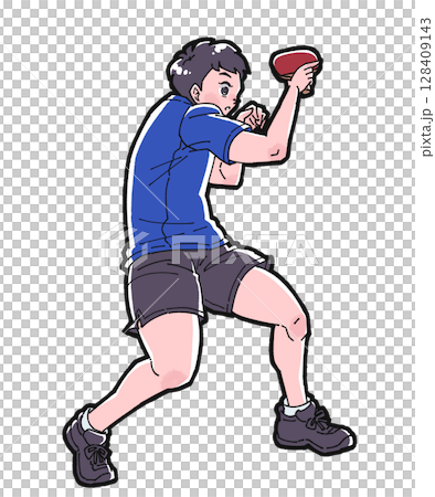 一個男孩打乒乓球的插圖 128409143