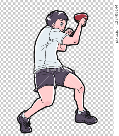 一個男孩打乒乓球的插圖 一個男孩打乒乓球的插圖 128409144