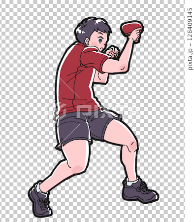 一個男孩打乒乓球的插圖 一個男孩打乒乓球的插圖 128409145