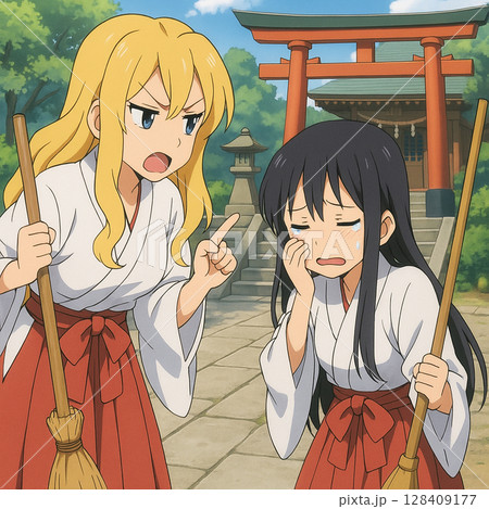 叱る巫女と叱られる巫女 128409177