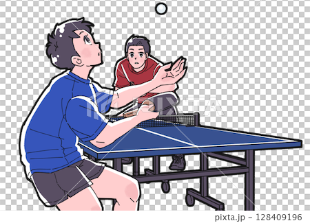 兩個男孩打乒乓球的插圖 128409196