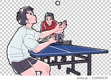 兩個男孩打乒乓球的插圖 128409197