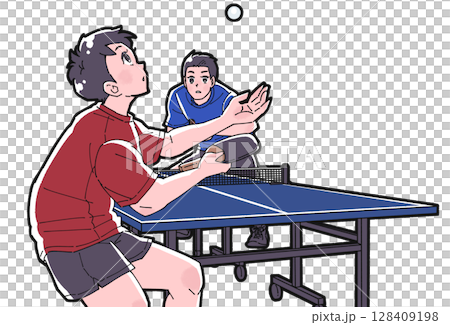 卓球をする2人の男の子のイラスト 128409198