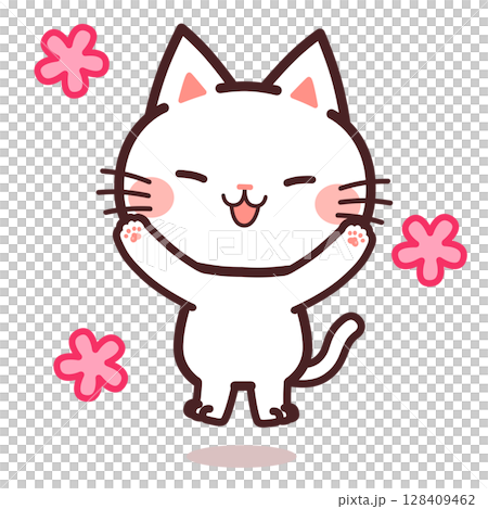 Cute happy cat character illustration Cute happy cat character illustration 128409462