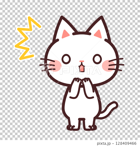驚く猫のかわいいキャラクター イラスト素材 驚く猫のかわいいキャラクター イラスト素材 128409466