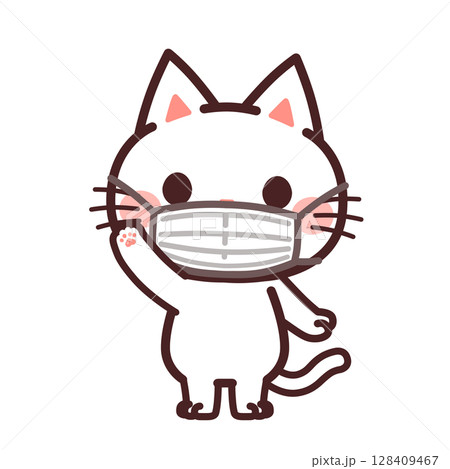 マスクを着用する猫のかわいいキャラクター イラスト素材 マスクを着用する猫のかわいいキャラクター イラスト素材 128409467