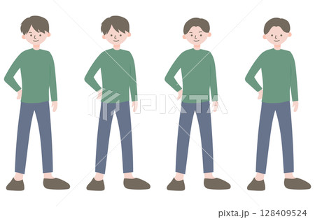 シンプルな若い男性の全身イラスト素材 128409524
