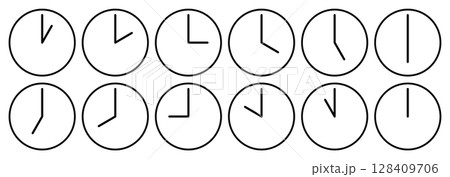 1時から12時までのシンプルな時計アイコンセット 128409706