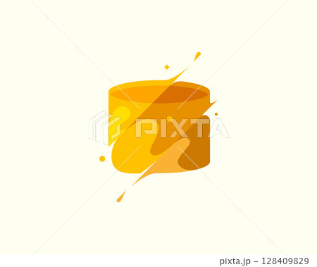 Paint can vector colorful modern minimal style illustration. Creative icon logo splash concept explosion with drops. Vision vector logo emblem symbol logotype 128409829