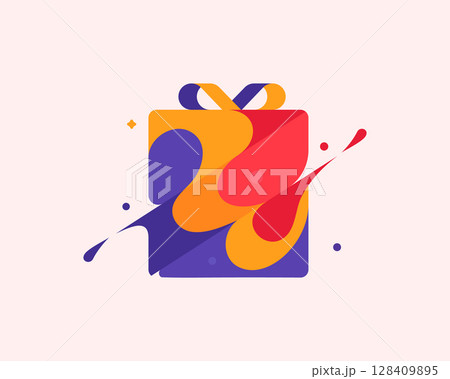 Illustration of gift box icon o background. Christmas gift icon illustration vector symbol. Present gift box icon. 128409895