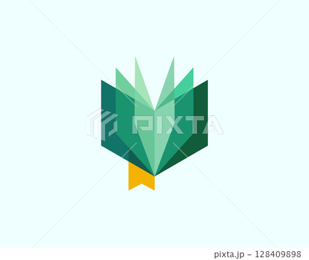 Abstract bright colorful open book logo design. Bookmarked book vector logotype. Abstract bright colorful open book logo design. Bookmarked book vector logotype. 128409898