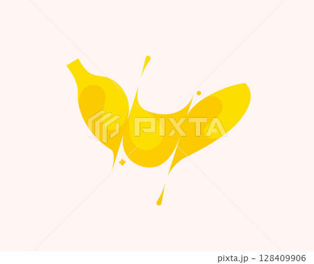 Banana vector colorful modern minimal style illustration. Creative icon logo splash concept explosion with drops. Fresh fruit vector logo emblem symbol logotype Banana vector colorful modern minimal style illustration. Creative icon logo splash concept explosion with drops. Fresh fruit vector logo emblem symbol logotype 128409906