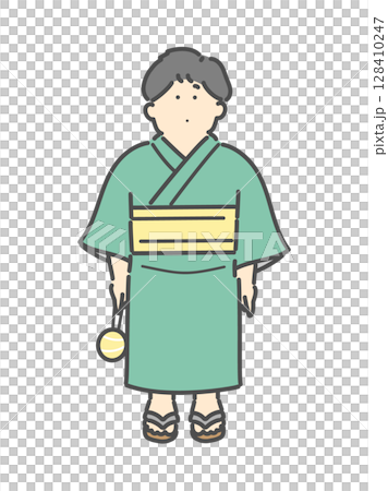 一個穿著浴衣的男孩的插圖，兒童節 128410247