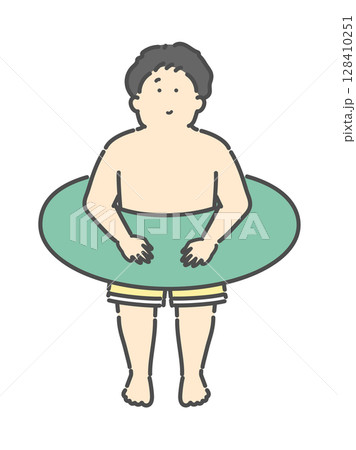 水着を着た男の子のイラスト 子ども プール 浮き輪 水着を着た男の子のイラスト 子ども プール 浮き輪 128410251