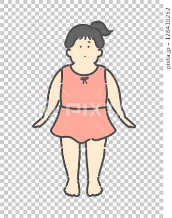 兒童泳池中穿著泳衣的女孩的插圖 128410252