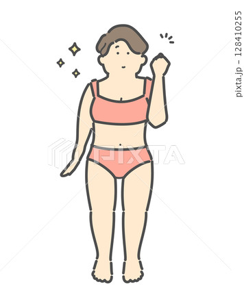 ダイエットに成功した女性　イラスト 128410255