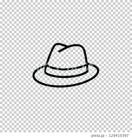 軟呢帽線圖標，插圖，無背景，材料 128410397