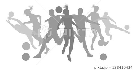 Soccer Football Players Silhouettes Soccer Football Players Silhouettes 128410434