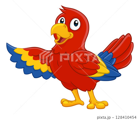Parrot Red Macaw Bird Cartoon Wildlife Mascot 128410454