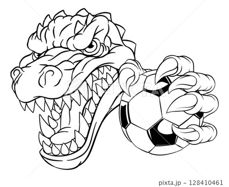 Crocodile Dinosaur Alligator Soccer Sports Mascot Crocodile Dinosaur Alligator Soccer Sports Mascot 128410461